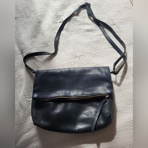 Able Black Leather Emnet Foldover Crossbody Purse